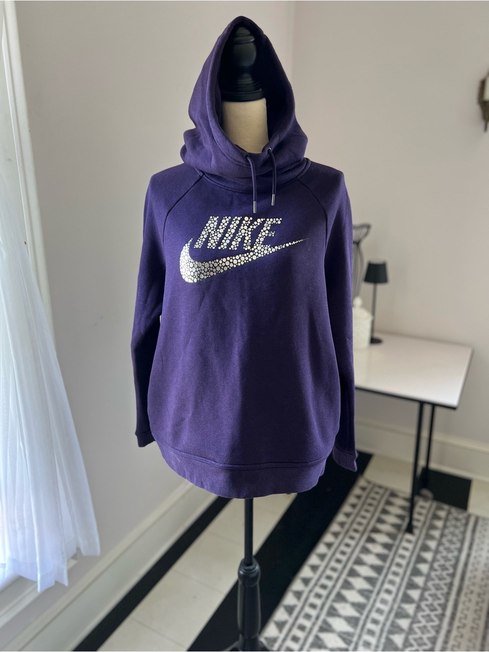 Nike Purple Pullover Hoodie with Rhinestone Swoosh